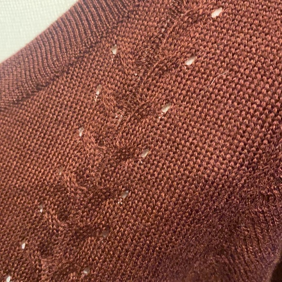 New Anthro Skies Are Blue burgundy detail sweater. - Picture 7 of 10